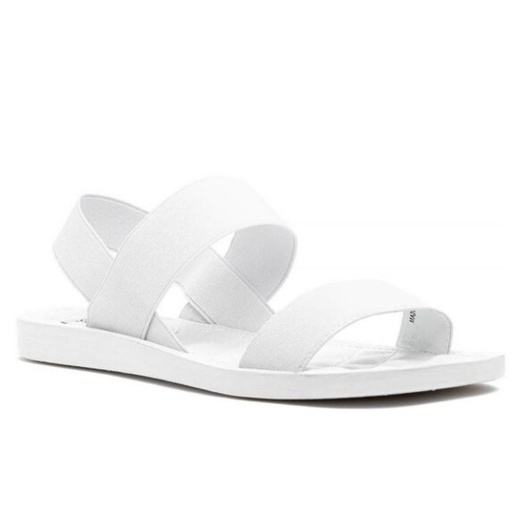Steve Madden Rafa Sandals White Size 9.5 Nordstrom Slip On Elastic Strap Shoes‎ - Picture 1 of 8